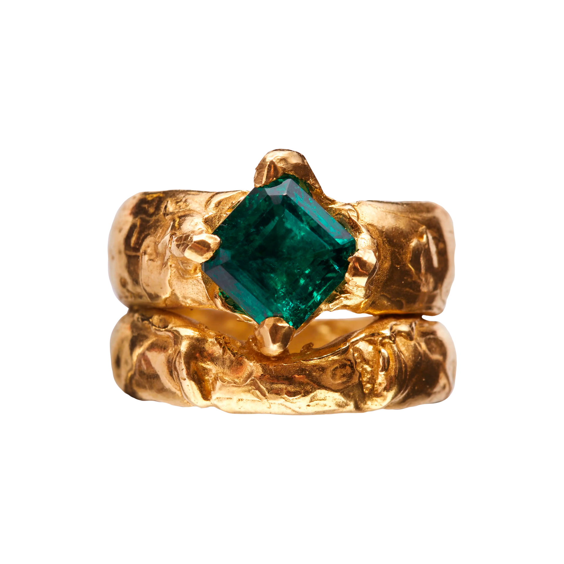 【海外限定】Simuero Mayo Ring エメラルド 天然石 指輪 手作り MAYO - Handmade gold plated ring | Simuero