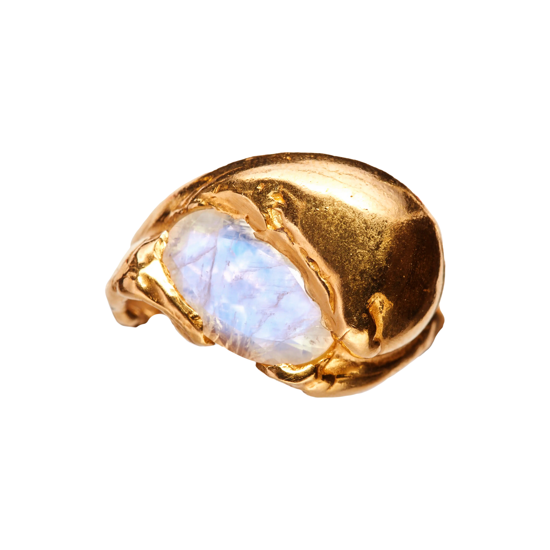 【BEAMS】Swim to the Moon GIU RING Junio: Handmade 18k Gold Ring with Moonstone | Simuero