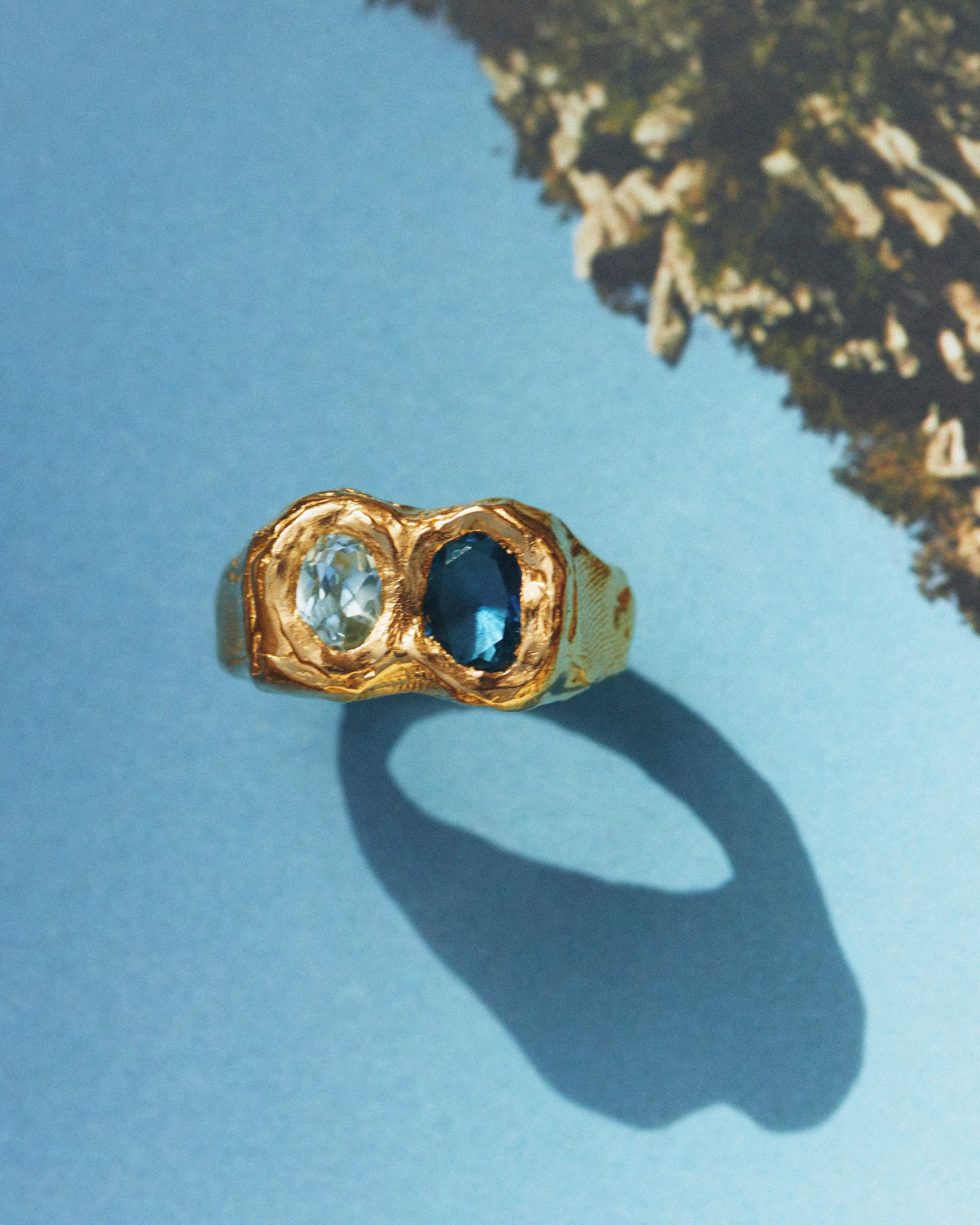 【人気】Simuero Buzo Ring 宝石 海 リング ブルートパーズ BUZO - Handmade gold plated ring | Simuero