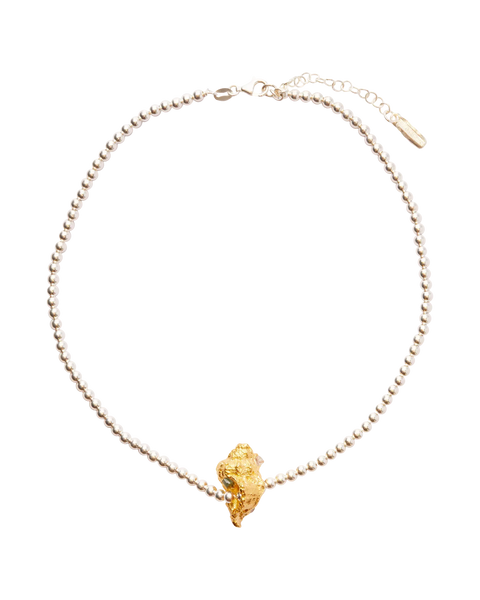 Simuero Una Caracola Bolas ストーンネックレス UNA CARACOLA BOLAS - Handmade gold plated necklace | Simuero
