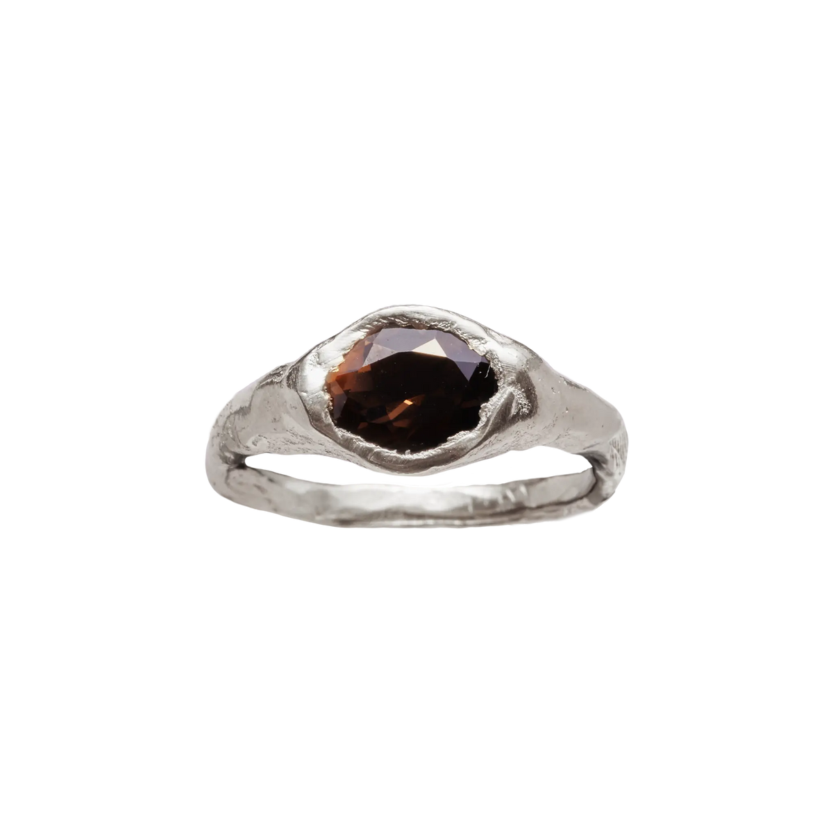 Faro Cavallería: Handmade Silver Smoky Quartz Ring | Simuero