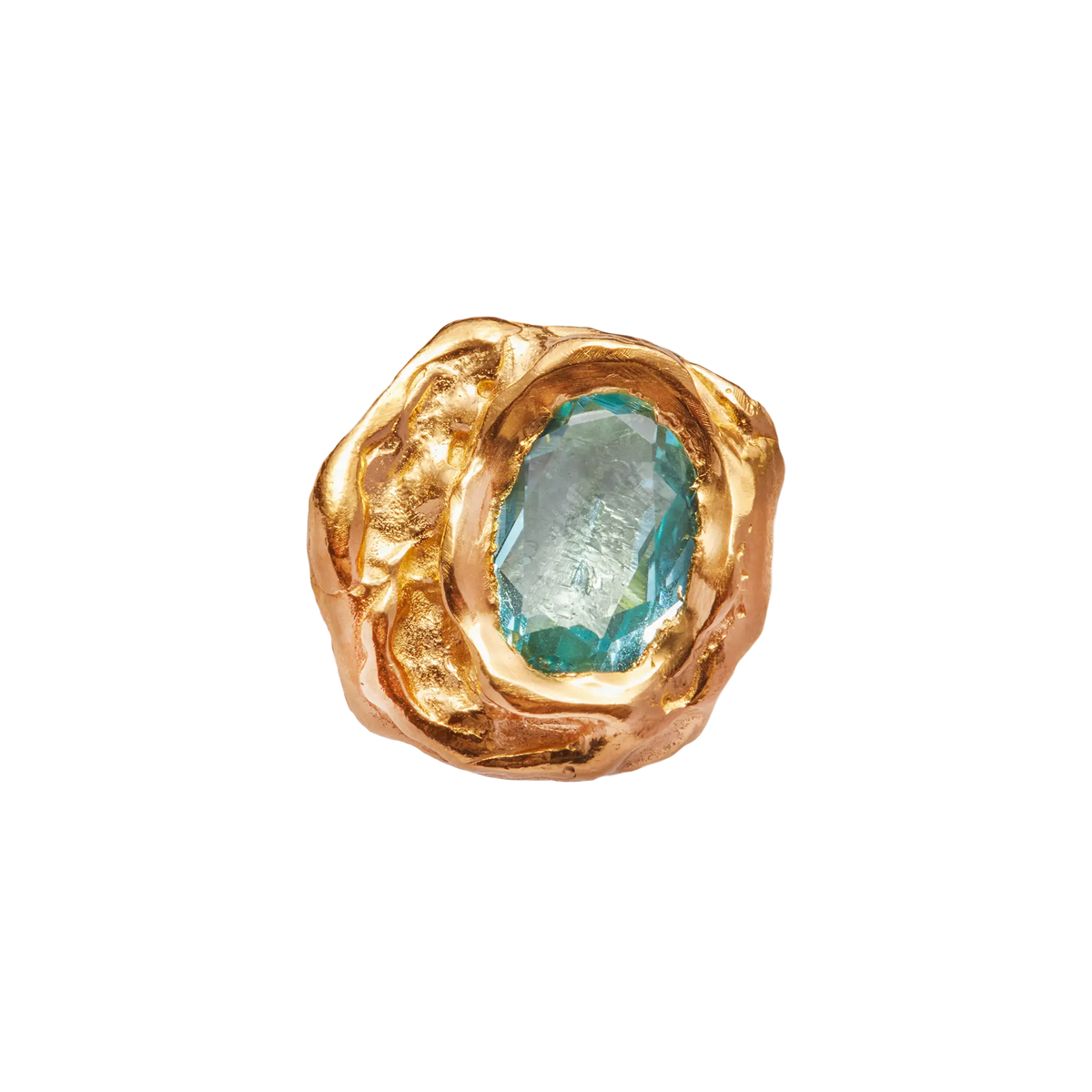 Lago: Handmade 18k Gold Aquamarine Glass Ring | Simuero