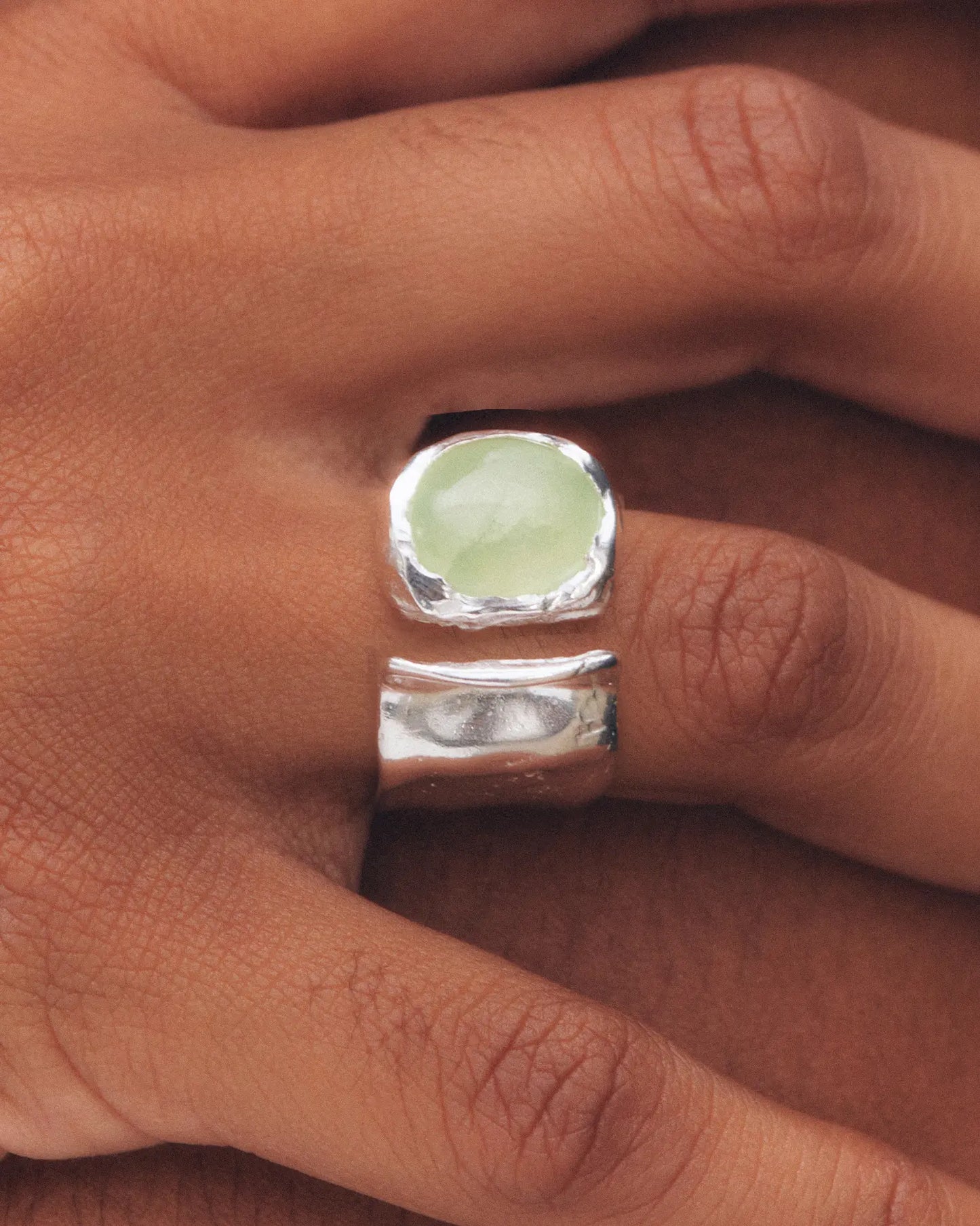 【海外限定】Simuero Uva Ring 天然石 海 ストーン Silver Gold UVA - Handmade silver ring | Simuero
