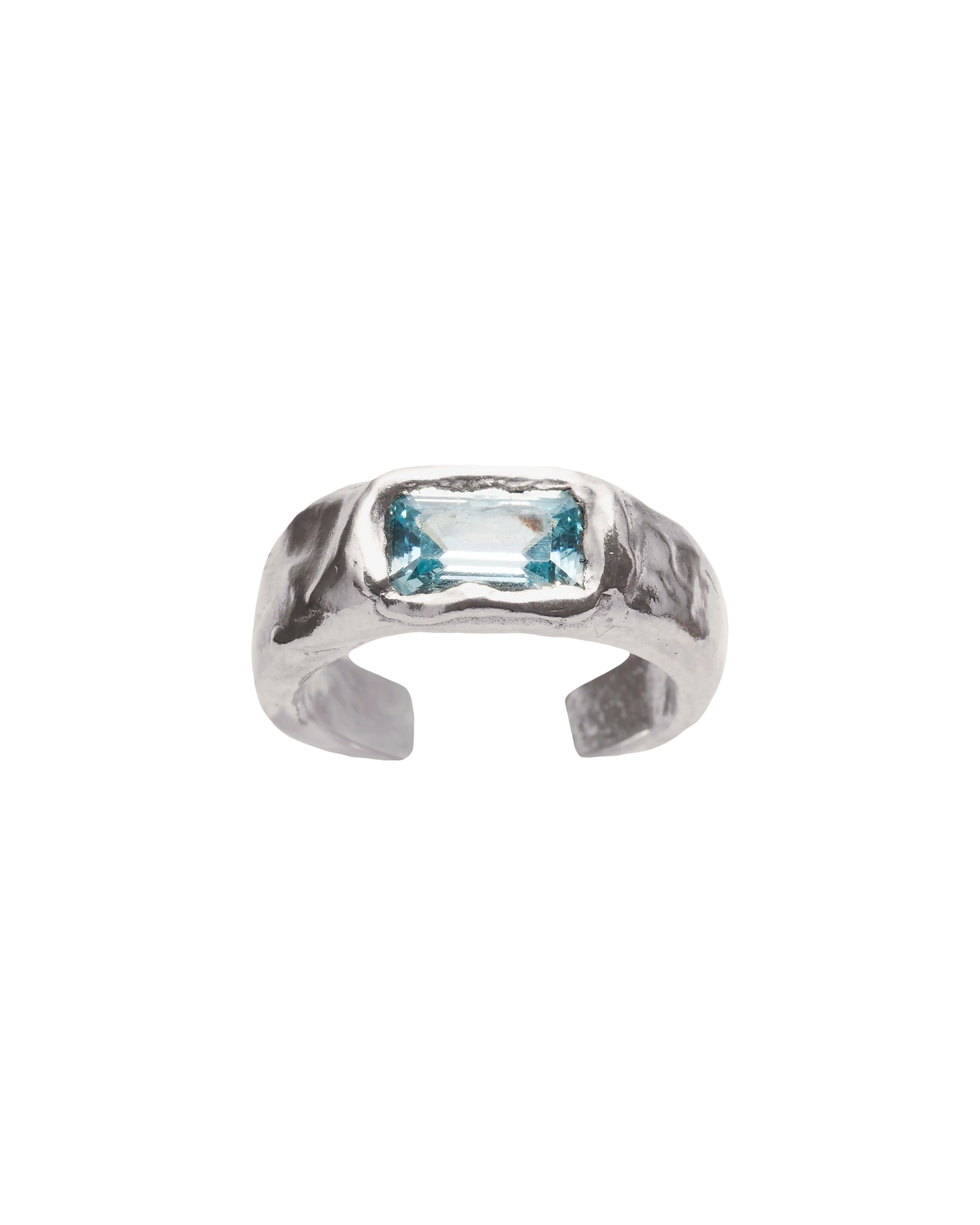 COSTA BLUE - Handmade silver toe ring | Simuero
