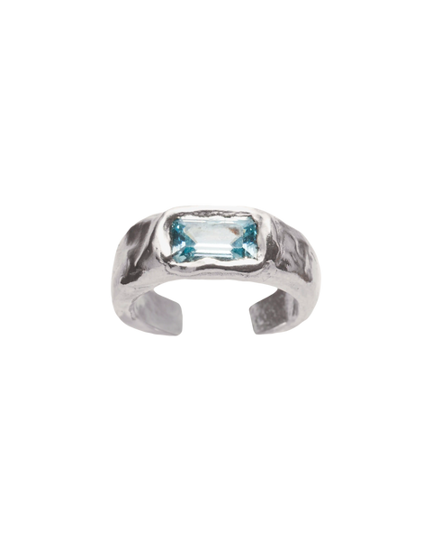COSTA BLUE - Handmade silver toe ring | Simuero