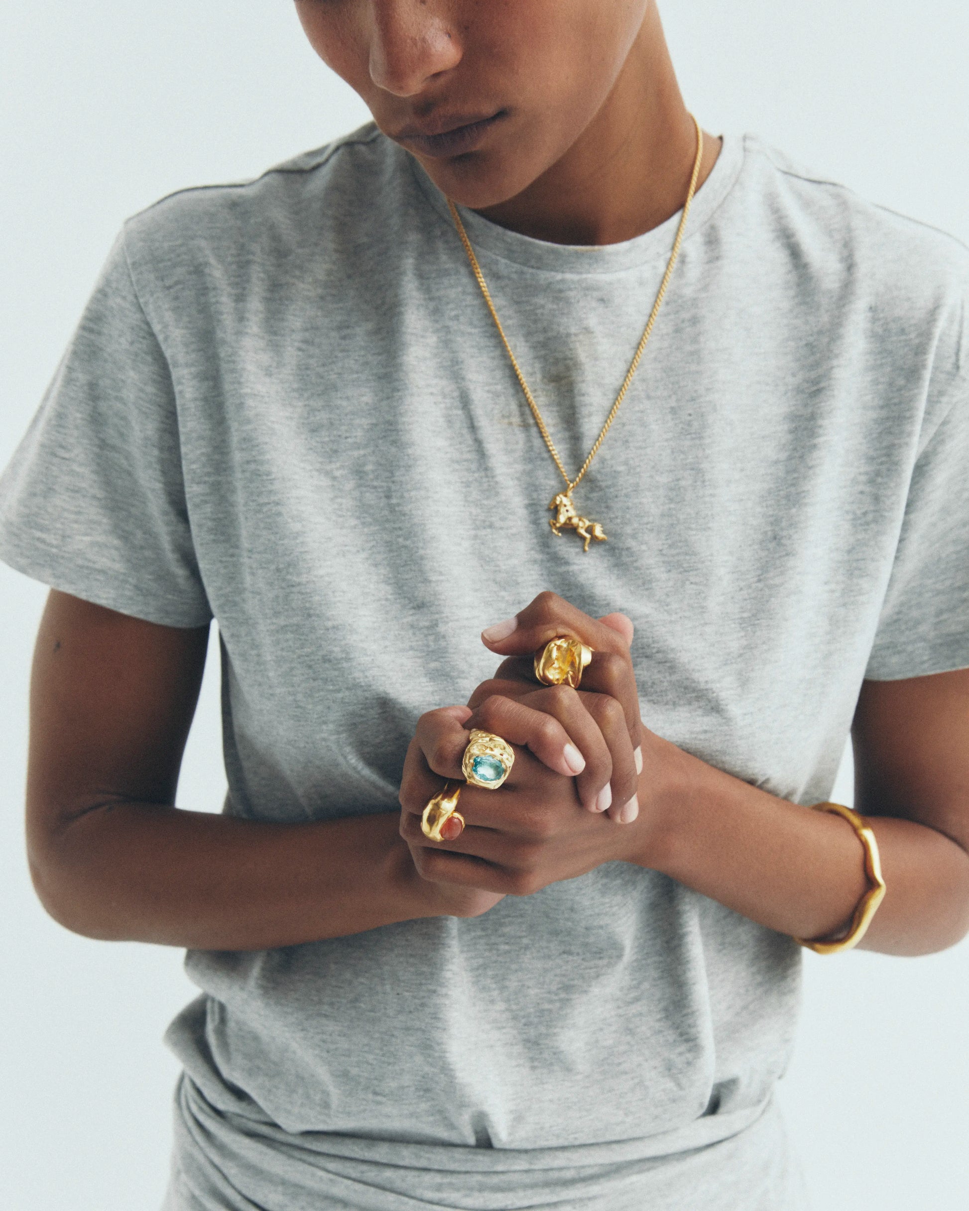 Lago: Handmade 18k Gold Aquamarine Glass Ring | Simuero Lago: Handmade 18k Gold Aquamarine Glass Ring | Simuero