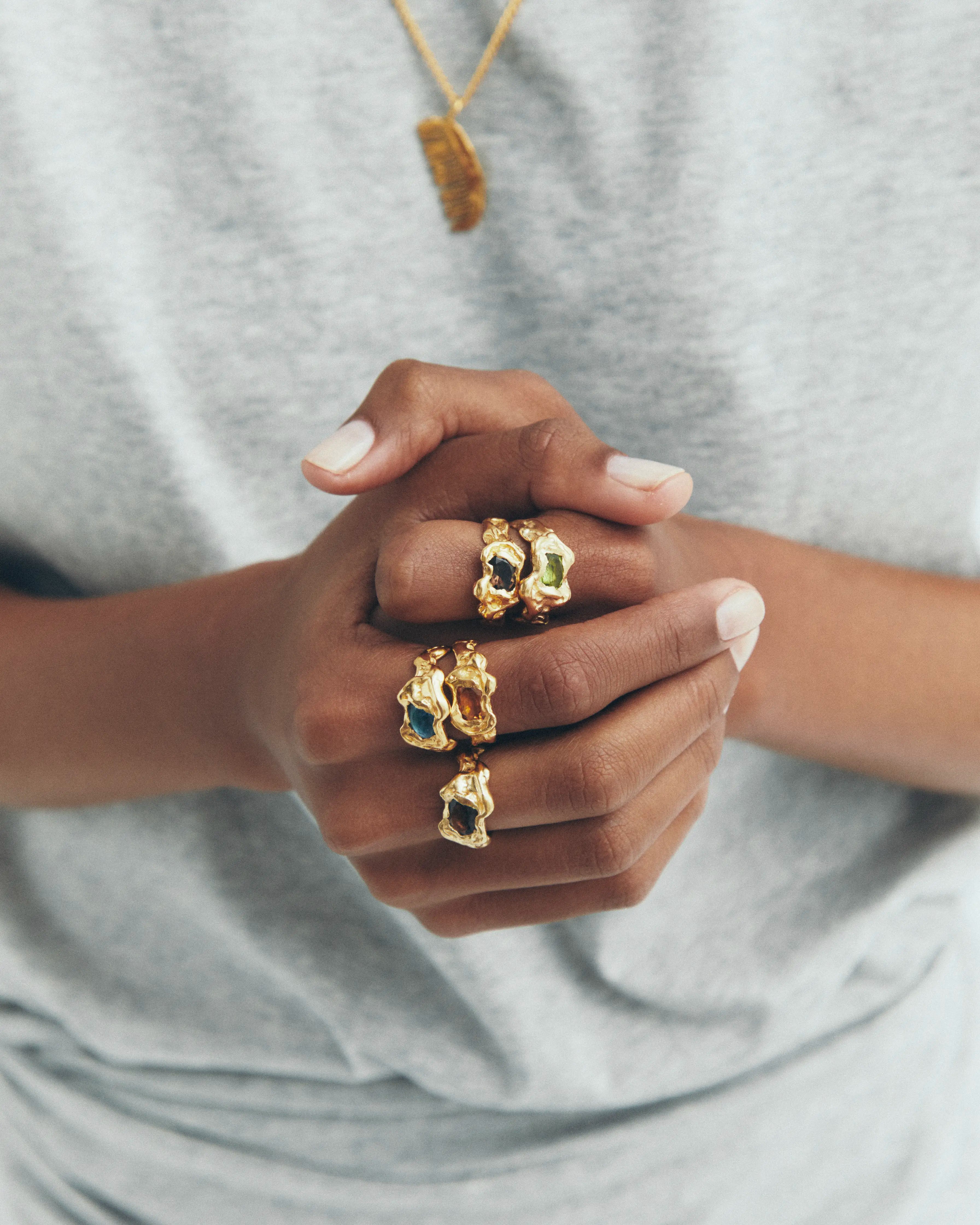 OLA ORANGE - Handmade gold plated ring | Simuero