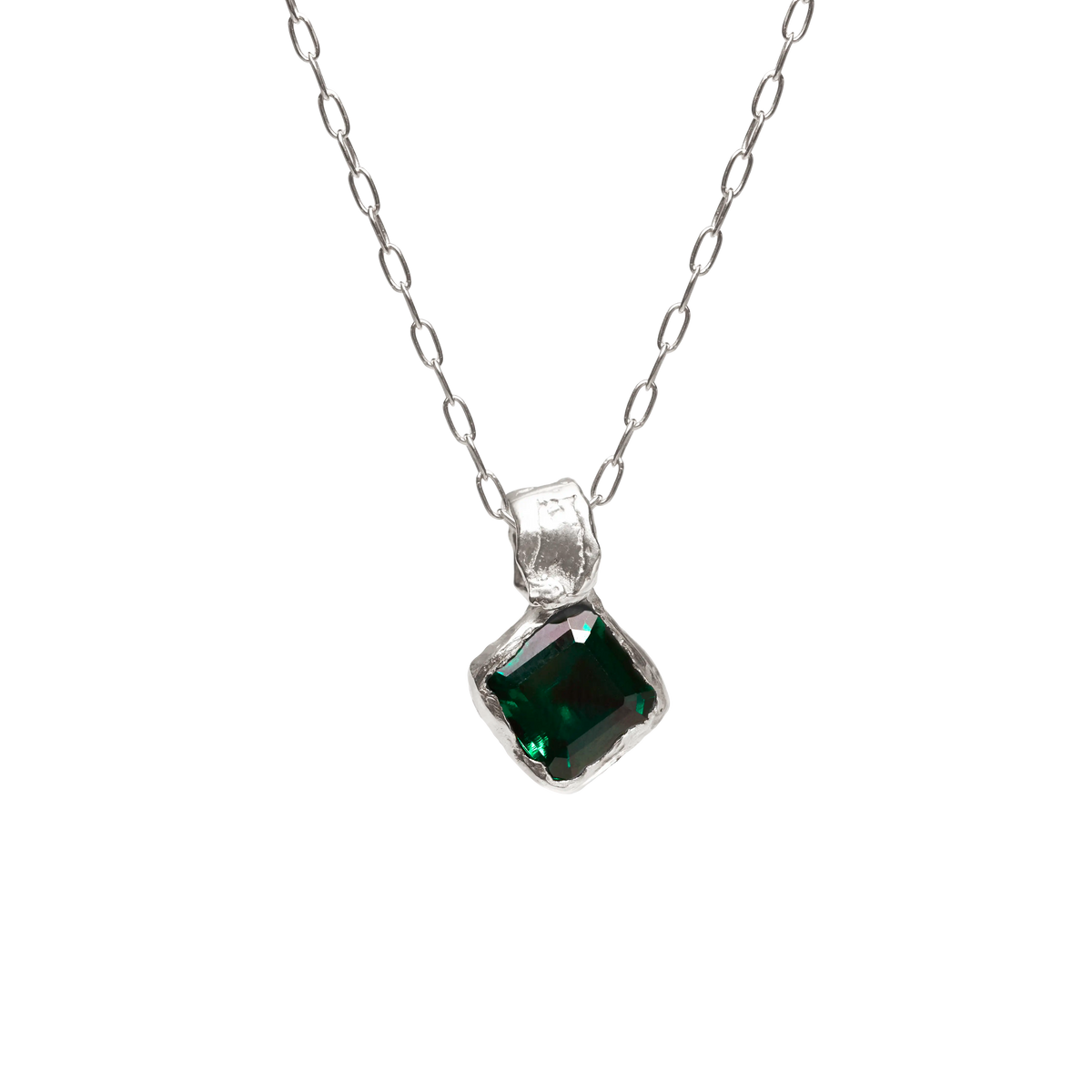 アクセサリー simuero Norte Necklace Mayo: Recycled Silver Necklace & Emerald | Simuero