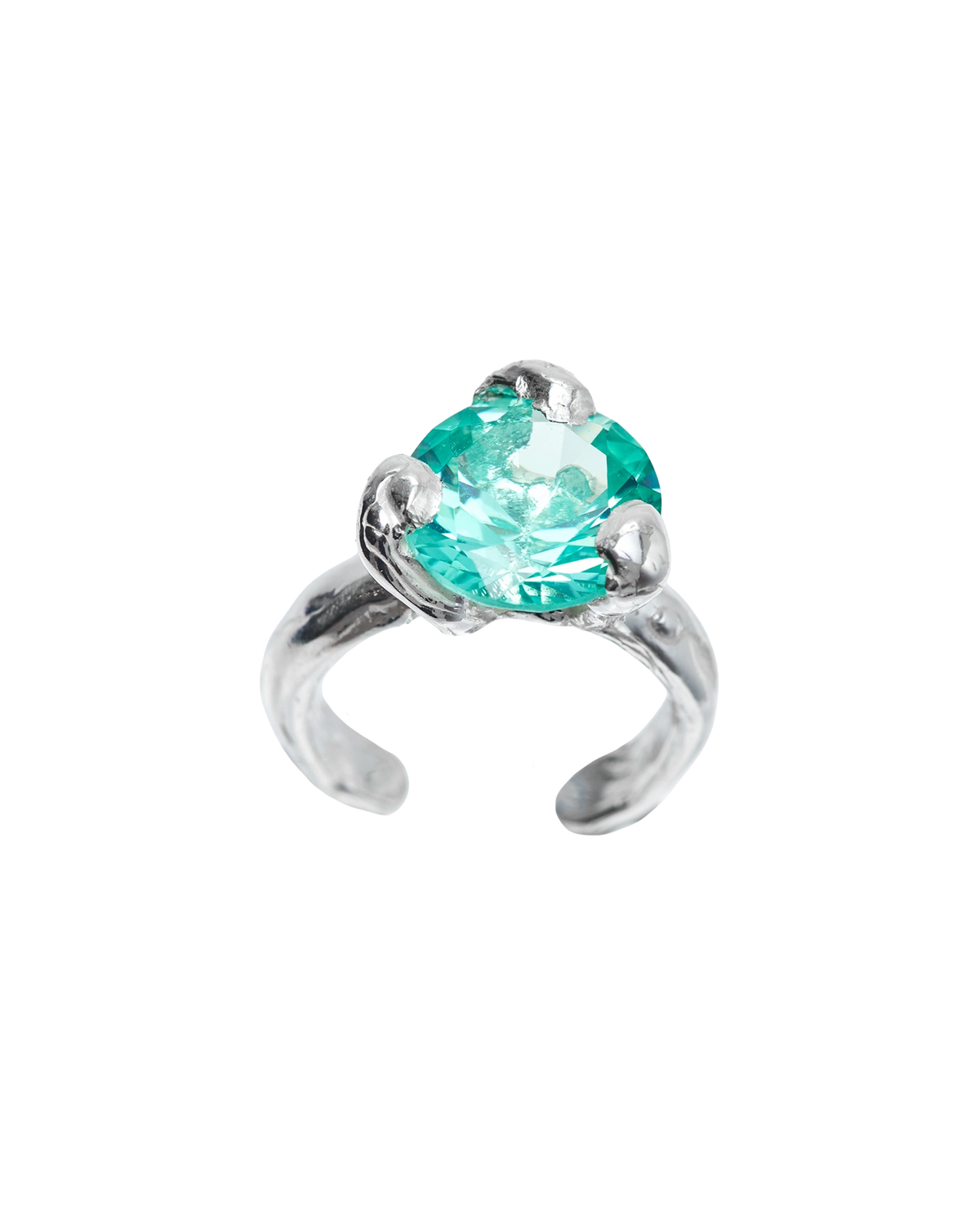 Rita Toe Blue: Silver Green Crystal Toe Ring | Simuero